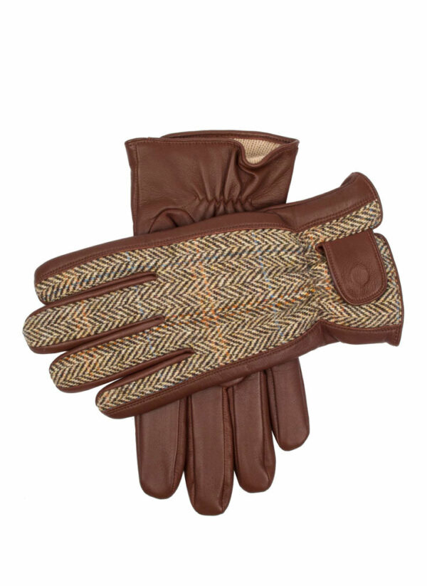 Dents Men's Cashmere Lined Harris Tweed & Leather Gloves In Eng