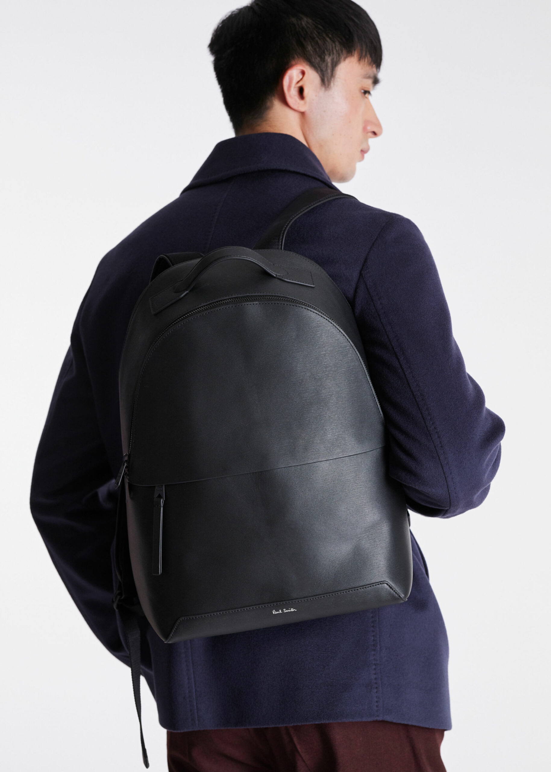 Black Embossed Leather Backpack - Shop