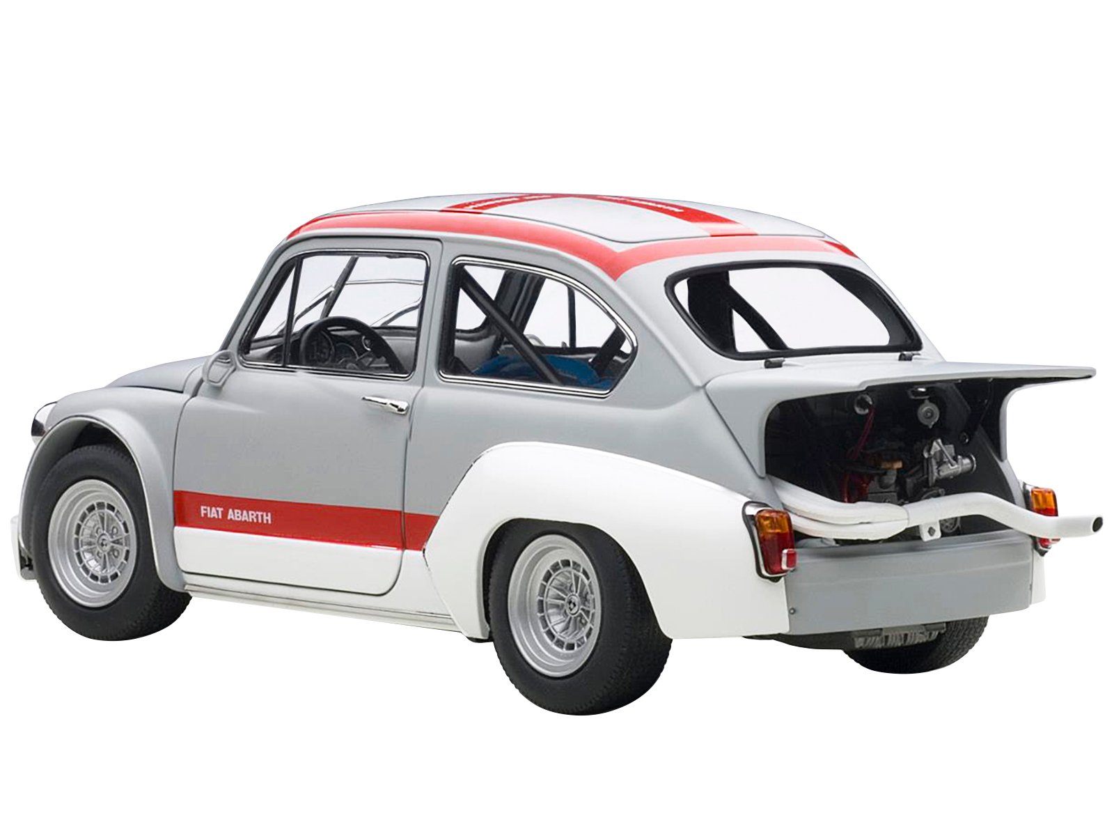 Fiat Abarth 1000 TCR Matt Grey with Red Stripes 1/18 Diecast Model