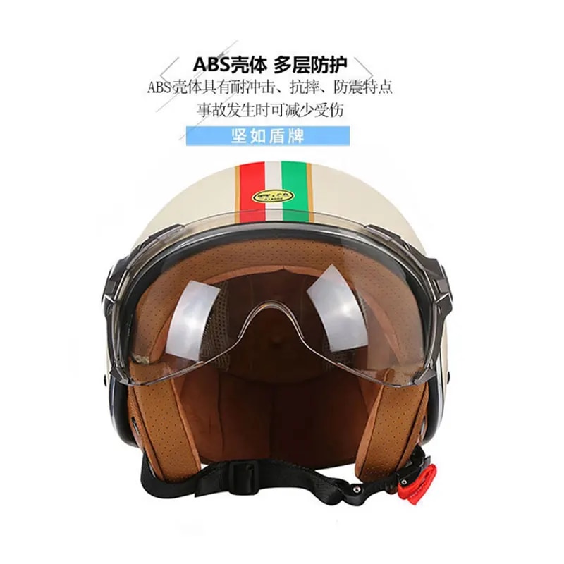 TRIANGLE 3/4 Motorcycle Helmet - Retro DOT-Approved Open Face With Sun Visor (S-XXL)