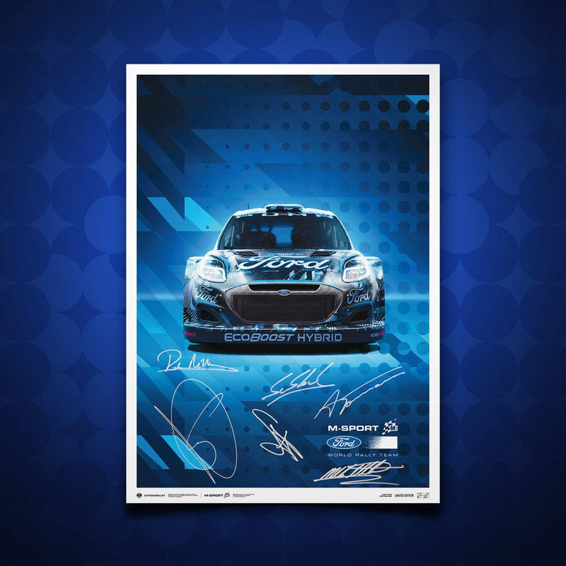 Signed by Loeb, Greensmith, Fourmax, Breen, Millener & Wilson - M-Sport Ford Puma Hybrid Rally1 - 2022| Collector’s Edition Poster