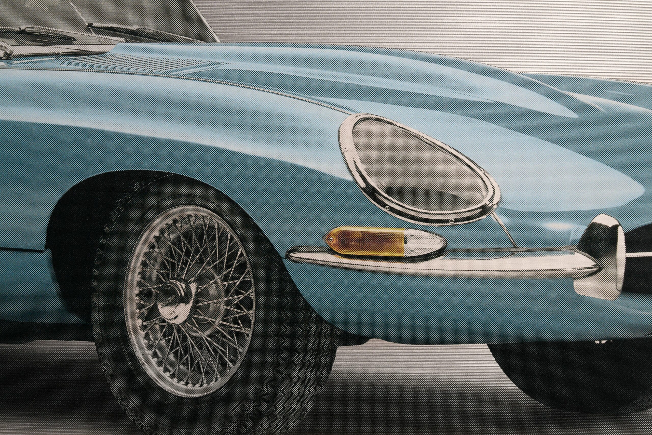 Jaguar E-type Series 1 Roadster - 85cm Half Tone Flat Bed Print - Three Quarter View