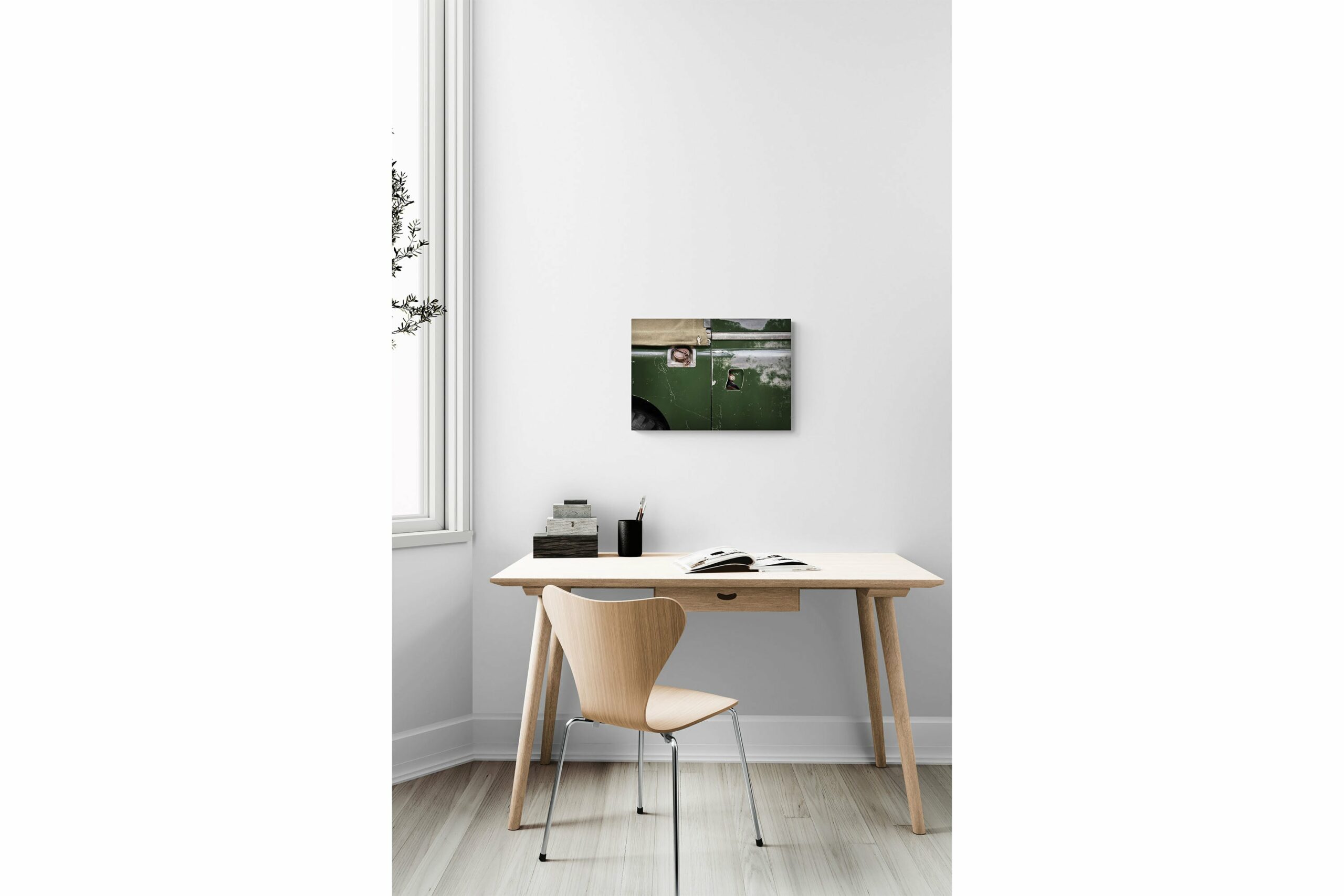 Land Rover Series 2a - 60cm Half Tone Flat Bed Print - Side View