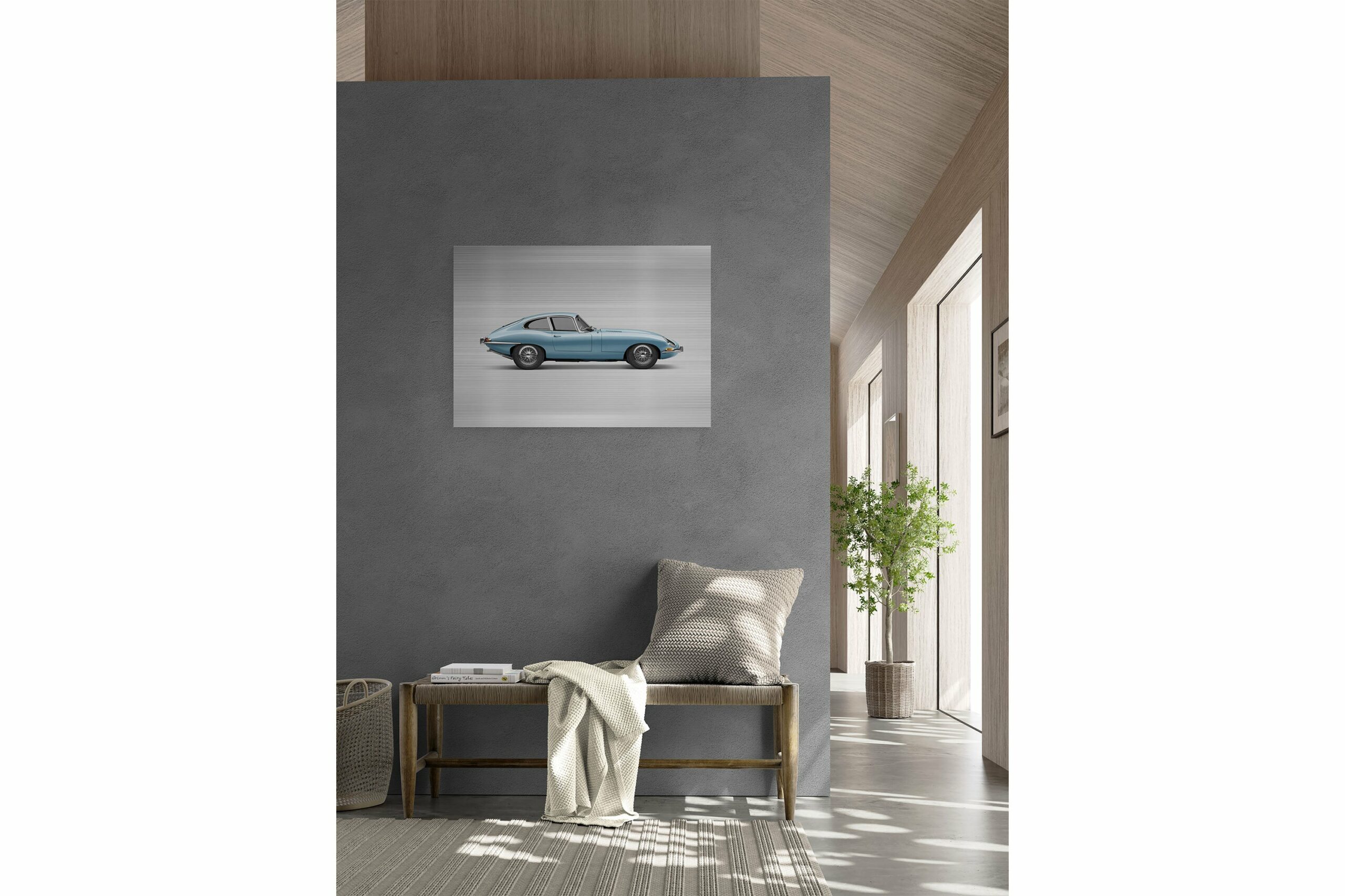 Jaguar E-type Series 1 Coupe - 85cm Half Tone Flat Bed Print - Side View
