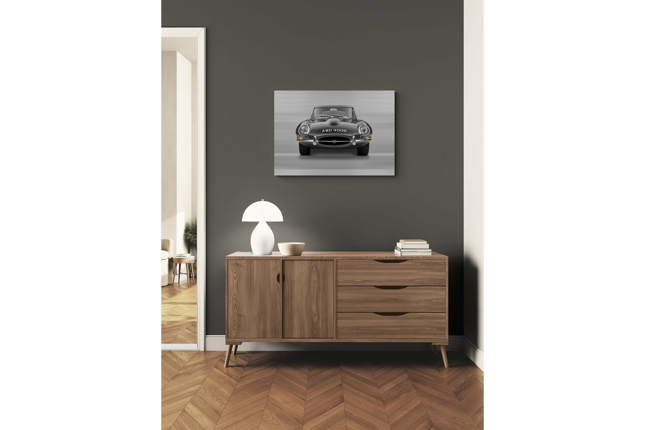 Jaguar E-type Series 1 Coupe - 85cm Half Tone Flat Bed Print