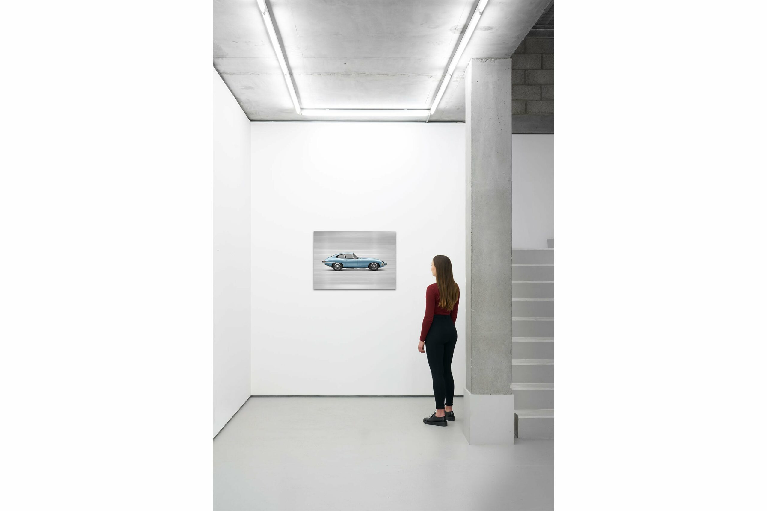 Jaguar E-type Series 1 Coupe - 85cm Half Tone Flat Bed Print - Side View