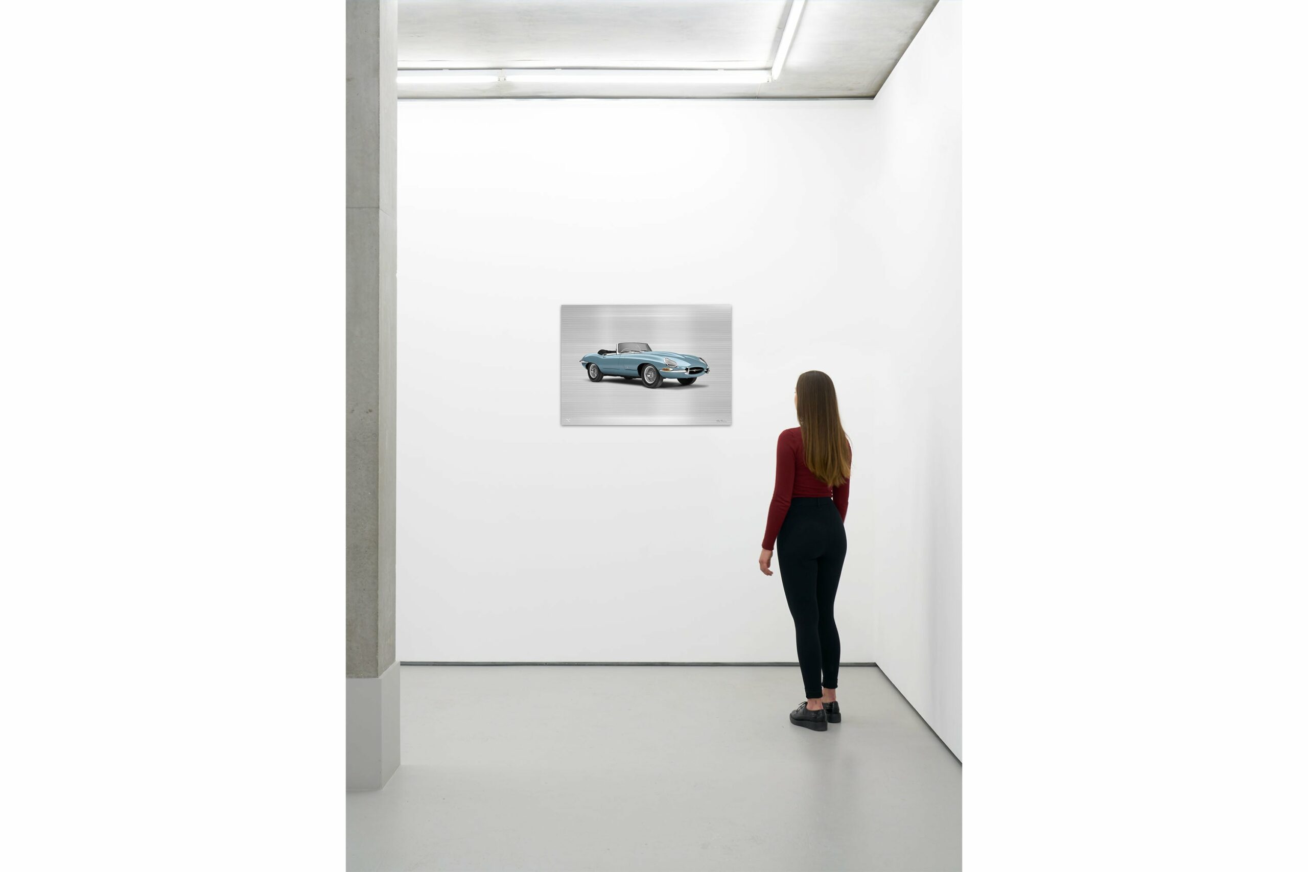 Jaguar E-type Series 1 Roadster - 85cm Half Tone Flat Bed Print - Three Quarter View